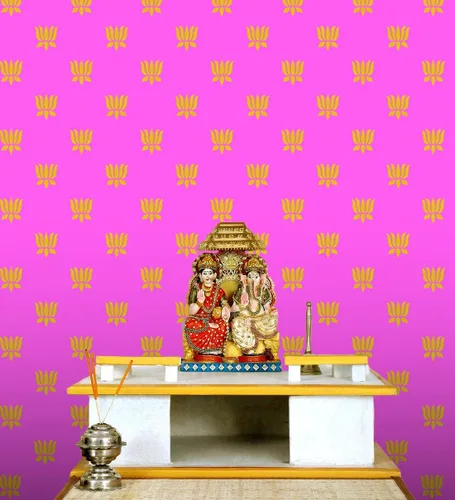 SATVIK - Telón de fondo de tela rosa para Pooja Pujan, decoración de loto, estampado floral indio, tradicional, festivo, cortina de flores Mehndi