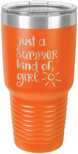 Miniatura 12 de JUST A SUMMER KIND OF GIRL Vaso de 30 oz con pajita y tapa superior deslizante Taza de viaje de acero inoxidable Comparar con Yeti Rambler