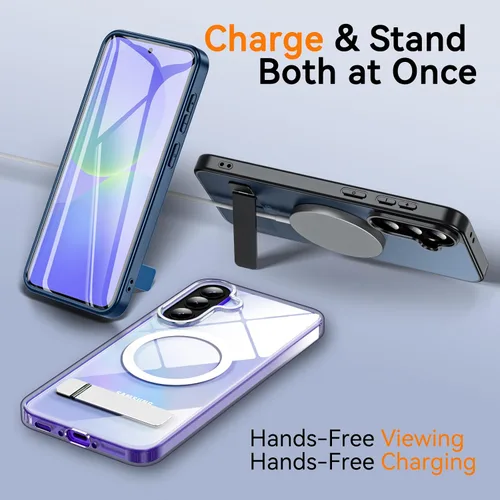 Miniatura 7 de OWKEY Funda para Samsung Galaxy A37/A36 Bark Phone Pro 5G con soporte, magnética, a prueba de golpes, para Magsafe translúcida mate, transparente