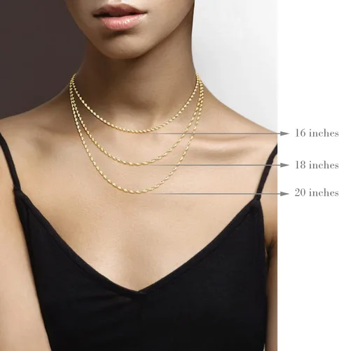 Miniatura 5 de Miabella 925 Sterling Silver Italian Solid 2.5mm Two-Tone Twisted Herringbone Chain Necklace for Women Made in Italy