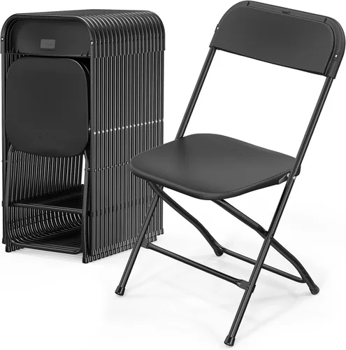 Miniatura 15 de VINGLI Paquete de 8 sillas plegables de plástico blanco, asiento comercial apilable portátil para interiores y exteriores, con marco de acero