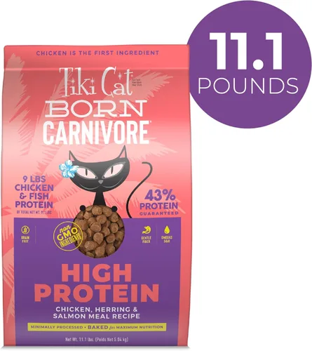 Miniatura 2 de Tiki Cat Born Carnivore - Alimento seco para gatos con alto contenido de proteínas, harina de pollo, arenque y salmón, bolsa de 11.1 libras