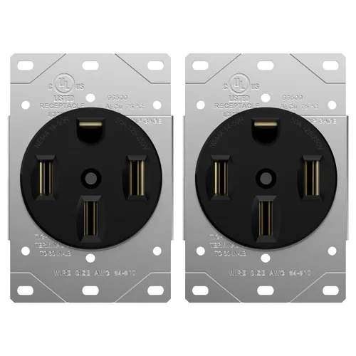Miniatura 13 de ENERLITES Toma de corriente de 50 amperios para vehículos recreativos y eléctricos, NEMA 14-50R, 3 polos, 4 cables (solo cobre 10, 8, 6, 4 AWG)