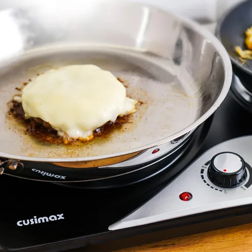 Miniatura 7 de Placa de cocción, quemadores eléctricos CUSIMAX para cocinar, quemador doble de 1,800 W, placas de cocción para quemador de encimera, placas de Negro