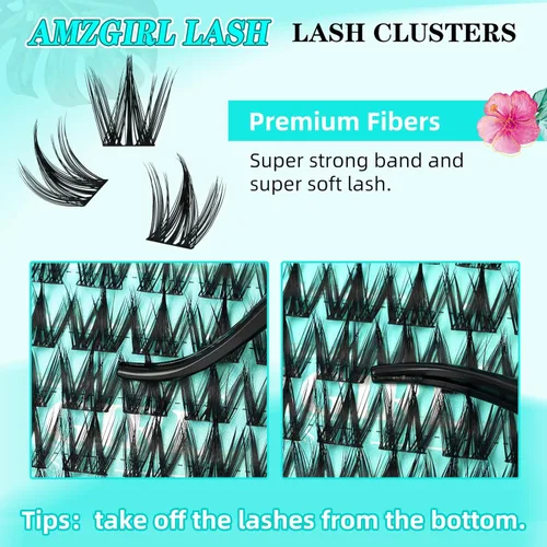 Miniatura 2 de Lash Cluster Manga - 140 unidades de pestañas en racimo de aspecto mojado ultrafinas extensiones de pestañas con punta animé con pestañas anchas