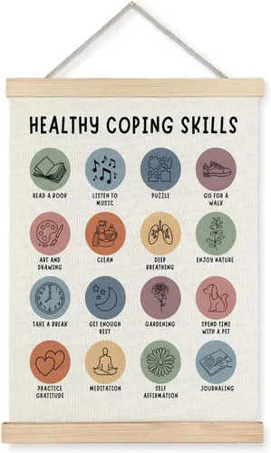 Miniatura 10 de Supwhd - Decoración terapéutica, póster bohemio de salud mental para oficina de consejero, arte de pared para el manejo del estrés y el autocuidado