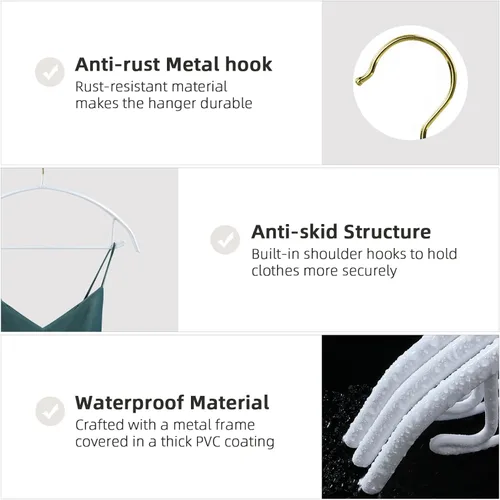 Miniatura 4 de MOPALL Perchas para ropa, paquete de 20 perchas antideslizantes para suéter sin protuberancias en los hombros, 16.5 pulgadas de ancho, duraderas