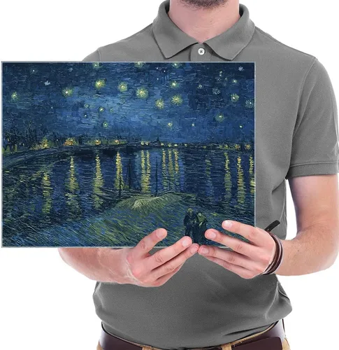 Miniatura 5 de Wieco Art – Noche estrellada sobre el Ródano por Vincent van Gogh pinturas al óleo reproducción, arte moderno Giclee Lienzos lona pared decoración