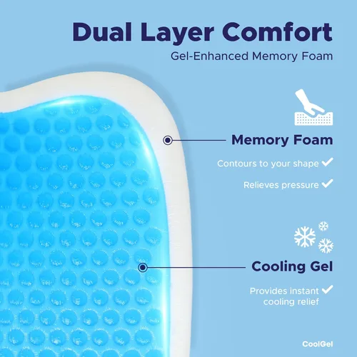 Miniatura 7 de COOL GEL Cojín de asiento de espuma viscoelástica, espuma viscoelástica de enfriamiento de gel, cojín para silla de oficina para alivio del coxis
