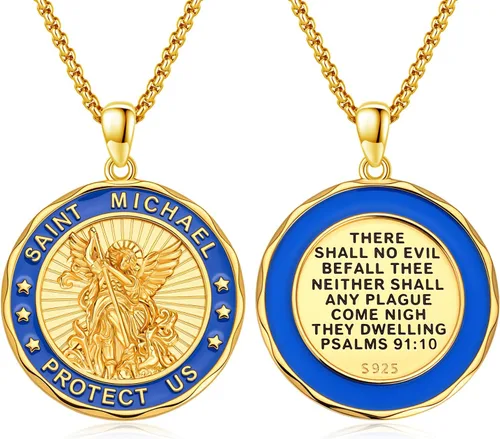Miniatura 185 de Collar con colgante de plata de ley 925 con medalla de San Patrón, joyería religiosa para hombres y mujeres, con cadena de acero inoxidable 316L
