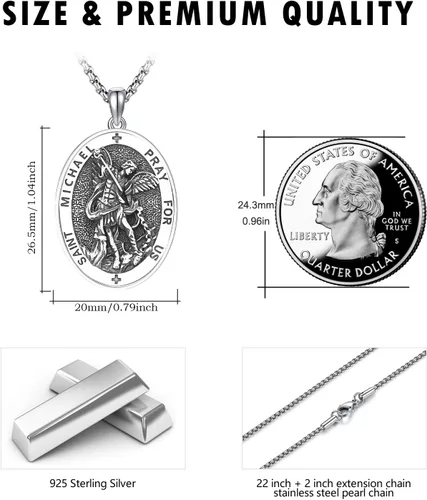 Miniatura 278 de Collar de plata de ley 925 con medalla de San Patrón, colgante de protección católica, amuleto, joyería religiosa para hombres y mujeres