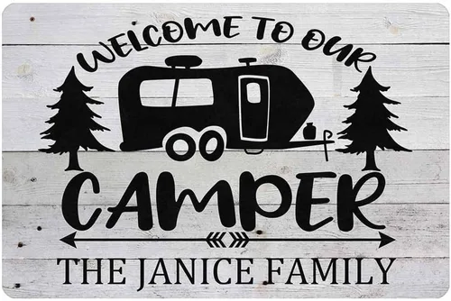Miniatura 12 de Alfombras de camping con nombre personalizado, bienvenido a nuestra caravana, alfombrillas para exteriores, antideslizantes, coloridas, alfombra