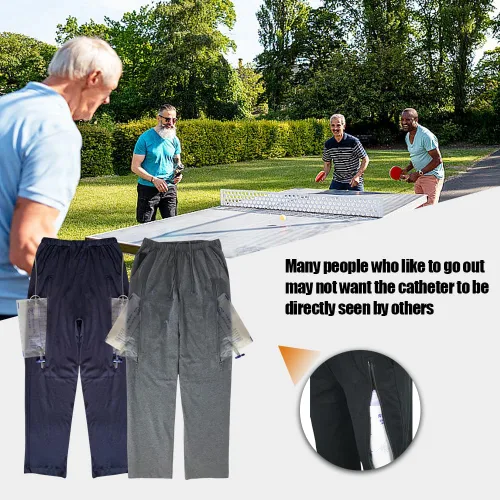 Miniatura 5 de Pantalones con bolsa de orina para ancianos, hombres y mujeres, pantalones para el cuidado de la incontinencia, pantalones con 2 bolsillos