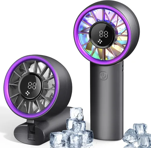 Ventilador turbo de mano portátil, ventilador de mano personal recargable de alta velocidad de 5200 mAh, mini ventiladores portátiles con tecnología