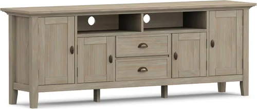 Miniatura 18 de SIMPLIHOME Redmond - Soporte para TV, consola multimedia de madera maciza de 72 pulgadas de ancho en negro, centro de entretenimiento de transición