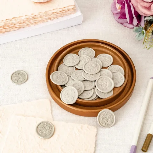 Miniatura 4 de 50 calcomanías de sello de cera, calcomanías de sello de corona gris para bodas, cumpleaños, baby shower, Acción de Gracias, invitaciones, sobres