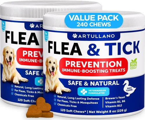 Miniatura 7 de Prevención de pulgas y garrapatas masticables para perros – Control natural del tratamiento de pulgas – Suplemento para perros grandes y pequeños