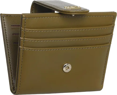 GEEAD - Carteras pequeñas para mujer, diseño delgado plegable con tarjetero, monedero con cremallera minimalista, Verde militar, Minimalista