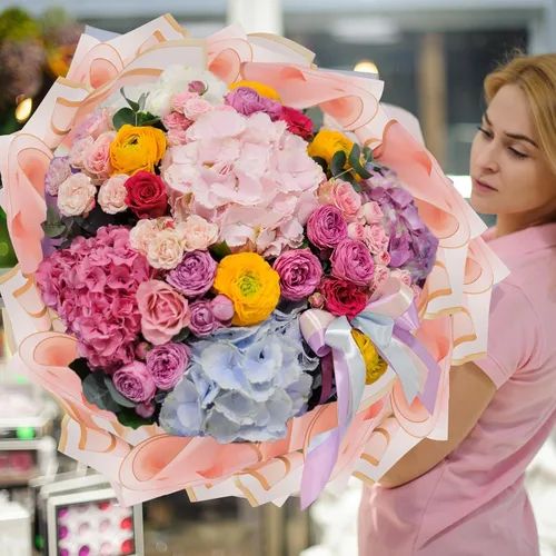 Miniatura 7 de Yahenda 420 hojas de papel de regalo de flores: papel de ramo de flores de 23 x 23 pulgadas con borde dorado, estilo coreano, para boda, despedida