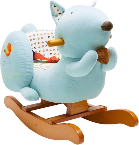 labebe Caballo Mecedor de Bebé, Caballo Mecedor de Ardilla Azul para Niños de 1 a 3 Años, Niño y Niña, Ardilla de Peluche Mecedora con Cinturón de