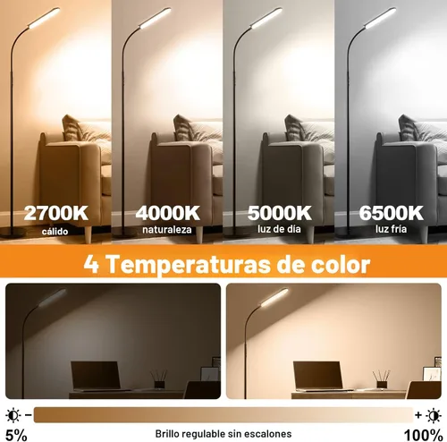 Miniatura 3 de marctronic Lámpara de pie, 18 W, 1800 lúmenes, lámpara de pie LED súper brillante con control remoto y funciona con enchufe inteligente, regulable