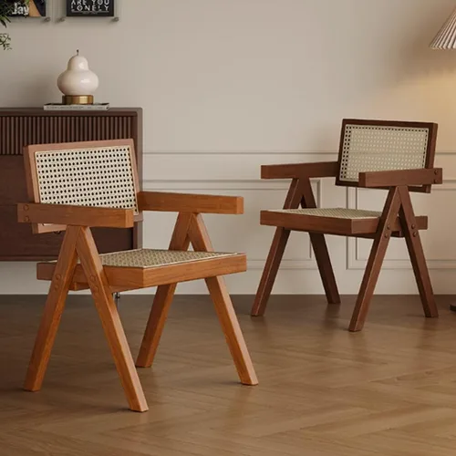 Miniatura 2 de YVYKFZD Juego de sillas de comedor de madera, sillas de comedor de ratán, silla de cocina con respaldo, sillón de salón, silla auxiliar cómoda