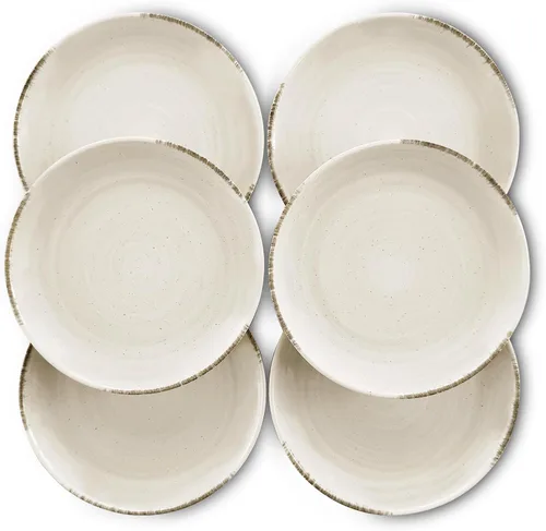 Miniatura 11 de MORA Platos de Ensalada de Cerámica en Espiral Set de 6, Plato de 8 Pulgadas de Porcelana en Espiral para Cocina, Cena Pequeña, Almuerzo, Aperitivo