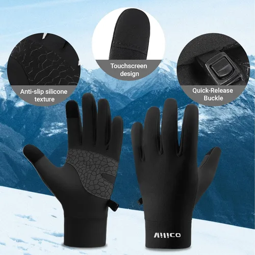 Miniatura 4 de Guantes de correr para hombres y mujeres, guantes de invierno para pantalla táctil, guantes térmicos ligeros con palma de silicona antideslizante