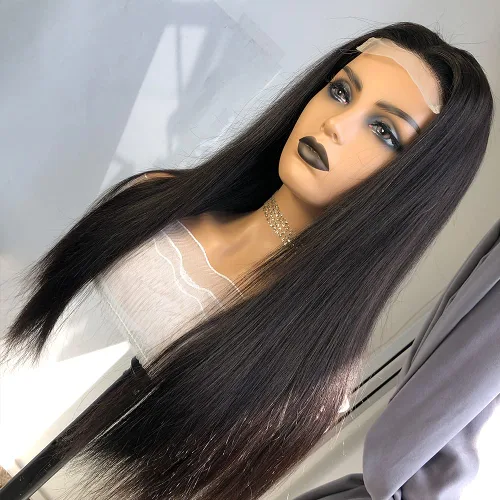 Miniatura 3 de Pelucas de cabello humano con cierre de encaje 4x4, densidad del 180%, sin pegamento, lacio, 12A, cabello virgen brasileño con encaje frontal