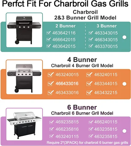 Miniatura 3 de Piezas de repuesto para parrilla Charbroil Advantage 3 Burner 463343015 463335115 463642116 Gas para parrilla, quemadores de tubería de acero