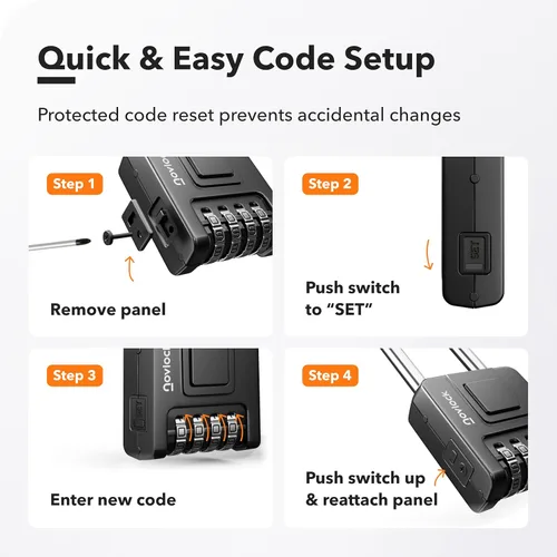 Miniatura 9 de Cerradura de combinación de grillete largo de 2.76 pulgadas para exteriores e interiores, resistente, resistente a la intemperie, seguridad de 4
