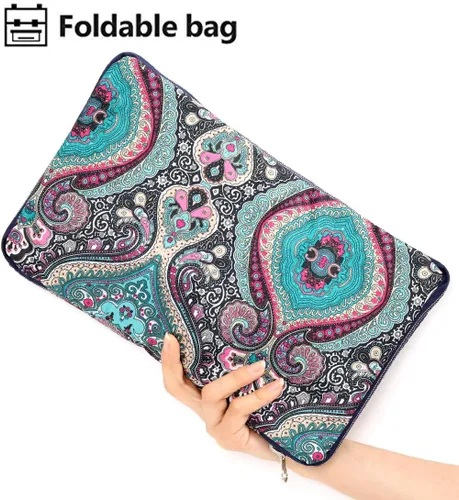Miniatura 3 de Bolsa de viaje plegable grande para mujeres y niñas, bolso lindo floral, bolso de hombro semanal, para pasar la noche, bolsa de equipaje a cuadros