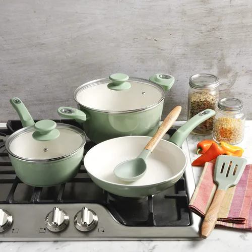Miniatura 6 de Gibson Home Plaze Café' - Utensilios de cocina de cerámica antiadherente de aluminio forjado aluminio con base de inducción y mango de baquelita