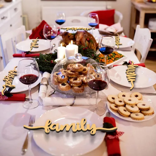 Miniatura 3 de 12 piezas de letras de madera para decoración de mesa de Navidad, letreros de madera rústicos con texto "Thankful Blessed Merry Joyful Peace