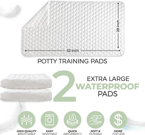 Miniatura 2 de Almohadillas de colchón para niños pequeños, paquete de 2, almohadillas de cama XL para entrenamiento de orinal para niños, almohadillas para orina