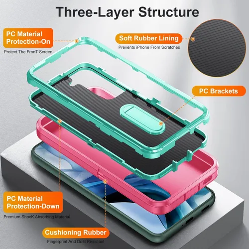 Miniatura 3 de BaHaHoues - Funda para Samsung Galaxy S22 con patas de apoyo incorporadas, cubierta protectora a prueba de golpes/polvo/caídas de grado militar