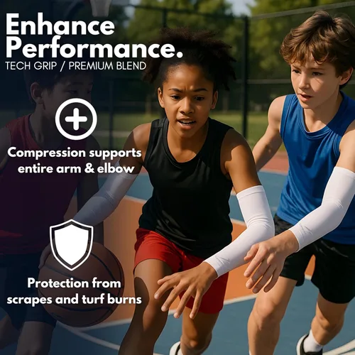 Miniatura 4 de CompressionZ Youth Sports Arm Sleeves Kids Cooling UV50+ Protection Volleyball Football Basketball Baseball - Boys & Girls
