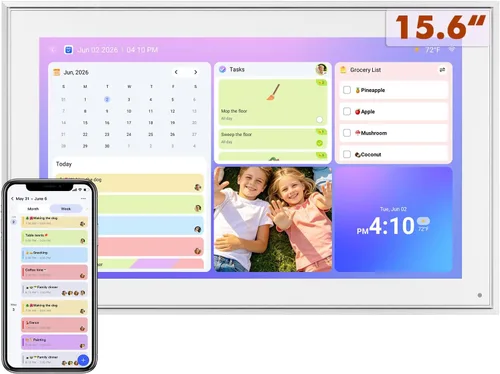 Miniatura 2 de Calendario digital de 15.6 pulgadas, calendario electrónico de tareas familiares, planificador semanal y mensual inteligente, pantalla táctil IPS
