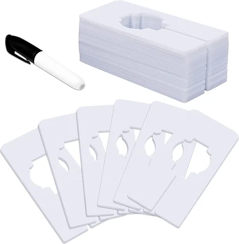 Miniatura 8 de 8 piezas de divisores para estantes de armario, tabla de partición de guardarropa, divisores rectangulares blancos para perchas de ropa con marcador