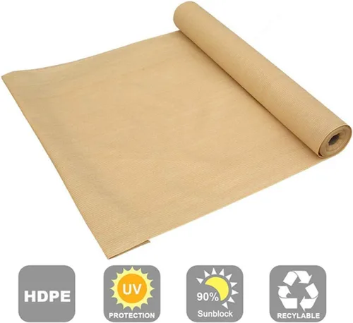 Miniatura 4 de Shatex Tela de sombreo solar del 90%, malla de red de bloqueo solar con clips para cubierta de pérgola, pantalla vertical para porche, beige de 2.44