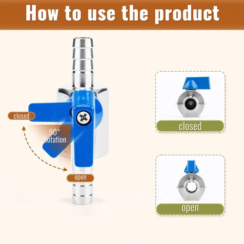Miniatura 4 de Paquete de 2 mini válvulas de bola de acero inoxidable 304 con púas de identificación de manguera de 1/2 pulgada, kit de abrazaderas para agua