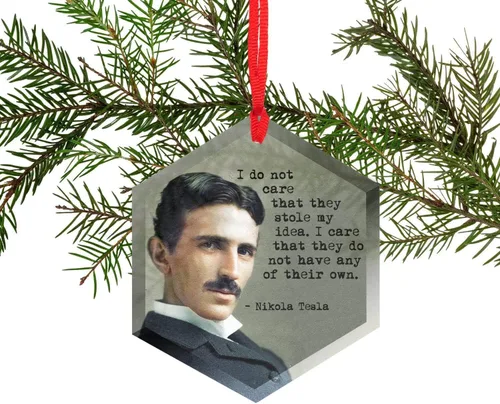 Miniatura 2 de Nikola Tesla - Adorno navideño de cristal de científicos famosos