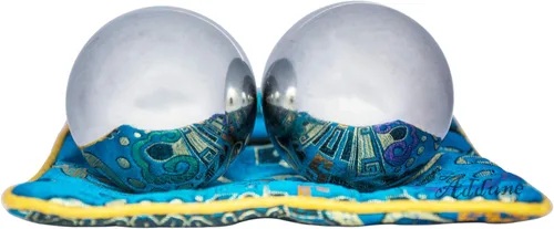 Miniatura 2 de AD Pelota china de hierro sólido Baoding pesada sin timbre acero inoxidable cromado bolas de ejercicio de salud para terapia de manos grandes