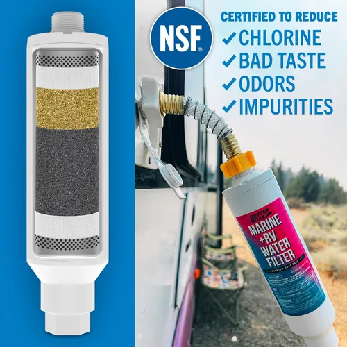 Miniatura 4 de Better Boat Filtro de agua en línea para caravana, certificado NSF, grado marino, para manguera, campistas y jardín, incluye protector flexible