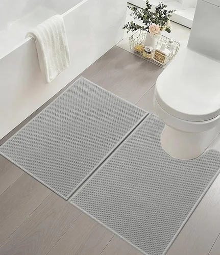 Miniatura 27 de YIHOUSE Juego de 2 tapetes de baño ultrafinos de secado rápido, tapete de baño absorbente para baño, antideslizante, lavable a máquina (beige)