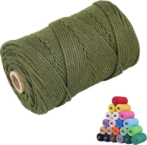 Miniatura 28 de Cuerda de algodón para macramé, de 0.11 pulgadas x 109 yardas, cuerda de macramé natural marrón, suministros perfectos de algodón para hacer