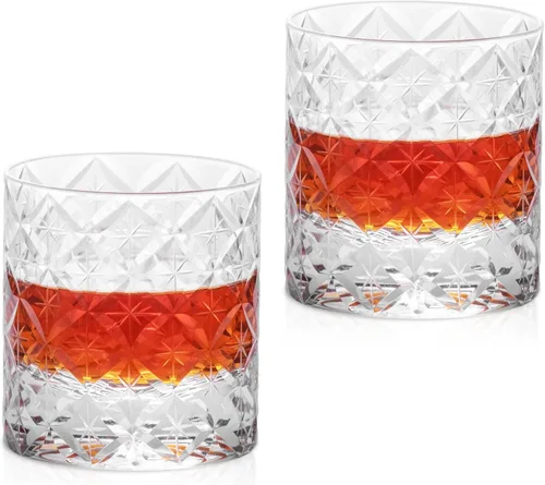 Miniatura 21 de KAMMAK Juego de 2 vasos de whisky, 7.05 onzas, vasos Old Fashioned para whisky escocés, cócteles, ron, vodka en bar y regalos de fiesta