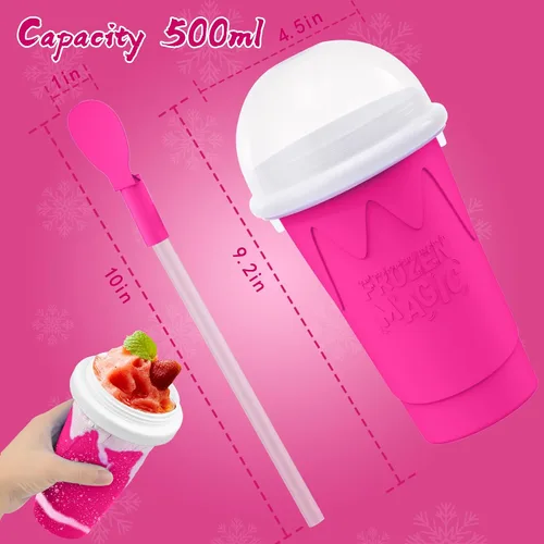 Miniatura 5 de Taza de 500ML para Slushie Maker, Tazas mágicas de congelación rápida para batidos caseros y helados, Taza de Slushy Maker de doble capa y presión