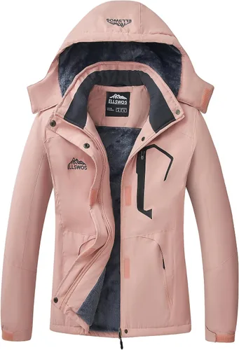 Miniatura 10 de ELLSWOS - Abrigos de invierno para mujer, resistentes al agua, chaqueta de esquí, abrigos cálidos para la nieve, cortavientos, impermeable