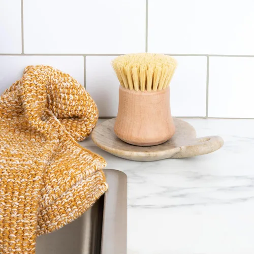 Miniatura 3 de Creative Co-Op Plato de mármol tallado a mano con asa, beige